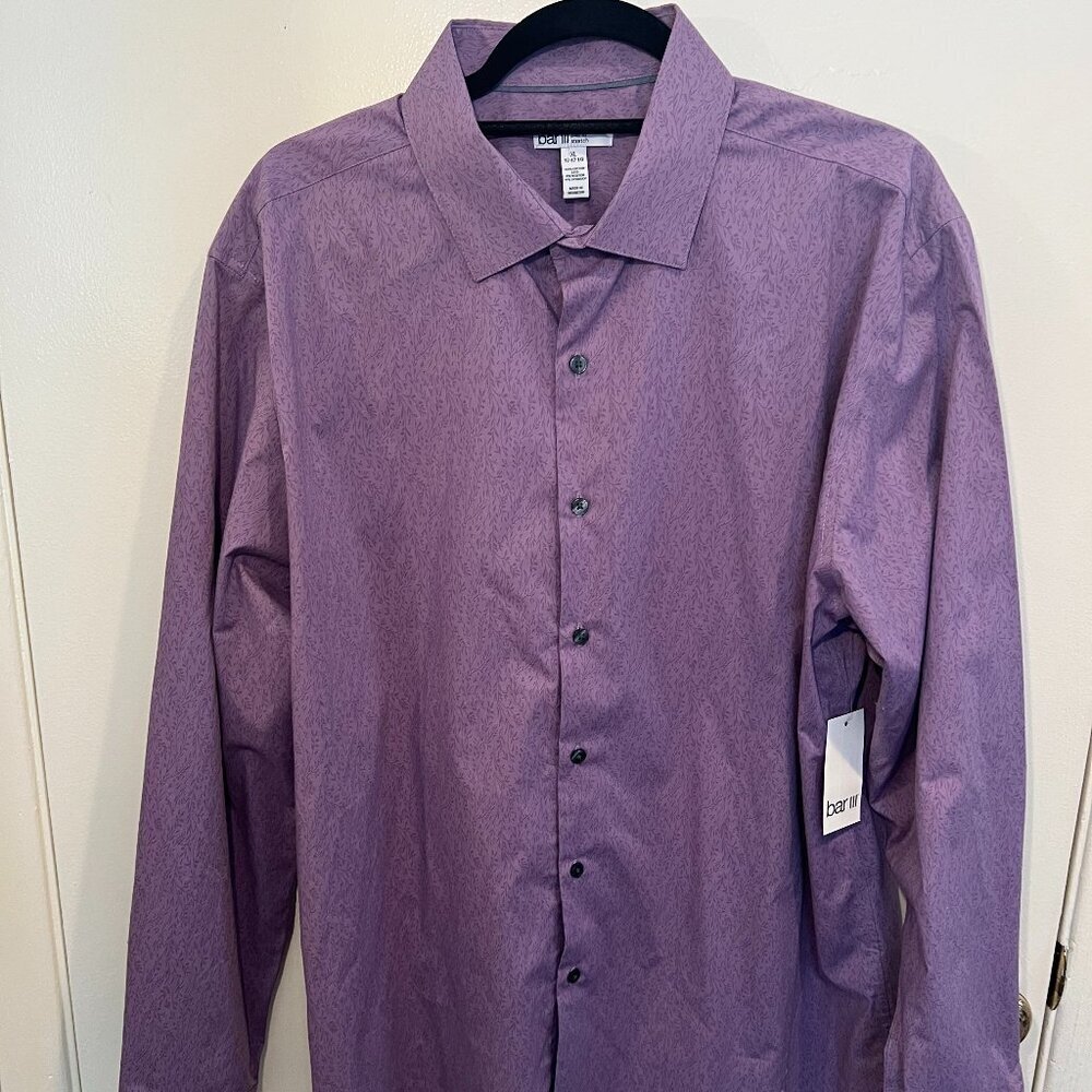 NWT bar III Slim Fit Stretch Purple Men's Button Down Dress Shirt, Size XL